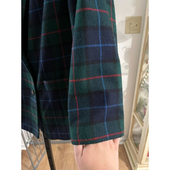 EUC Vintage Le Suit Tartan Plaid Double-Breasted Blazer Wool Blend Womens - Picture 5 of 7